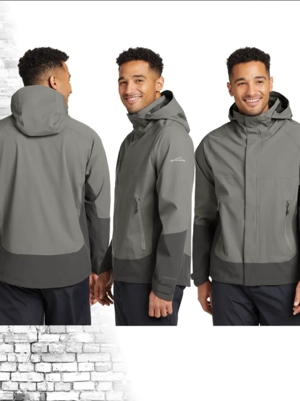 Eddie Bauer Two-Tone Hooded Rain Jacket - Gray & Plum Size XL